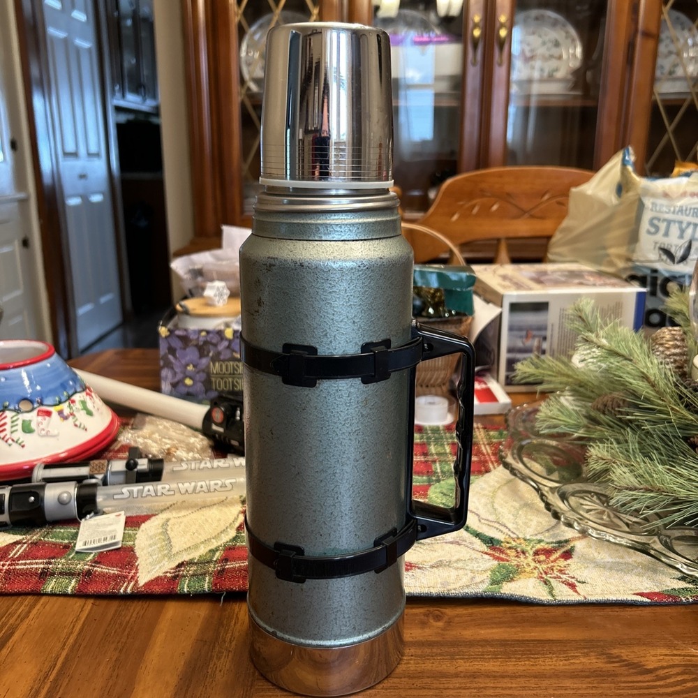 Vintage Double Strap‎ Handled Aladdin Thermos Quart 100 Cup